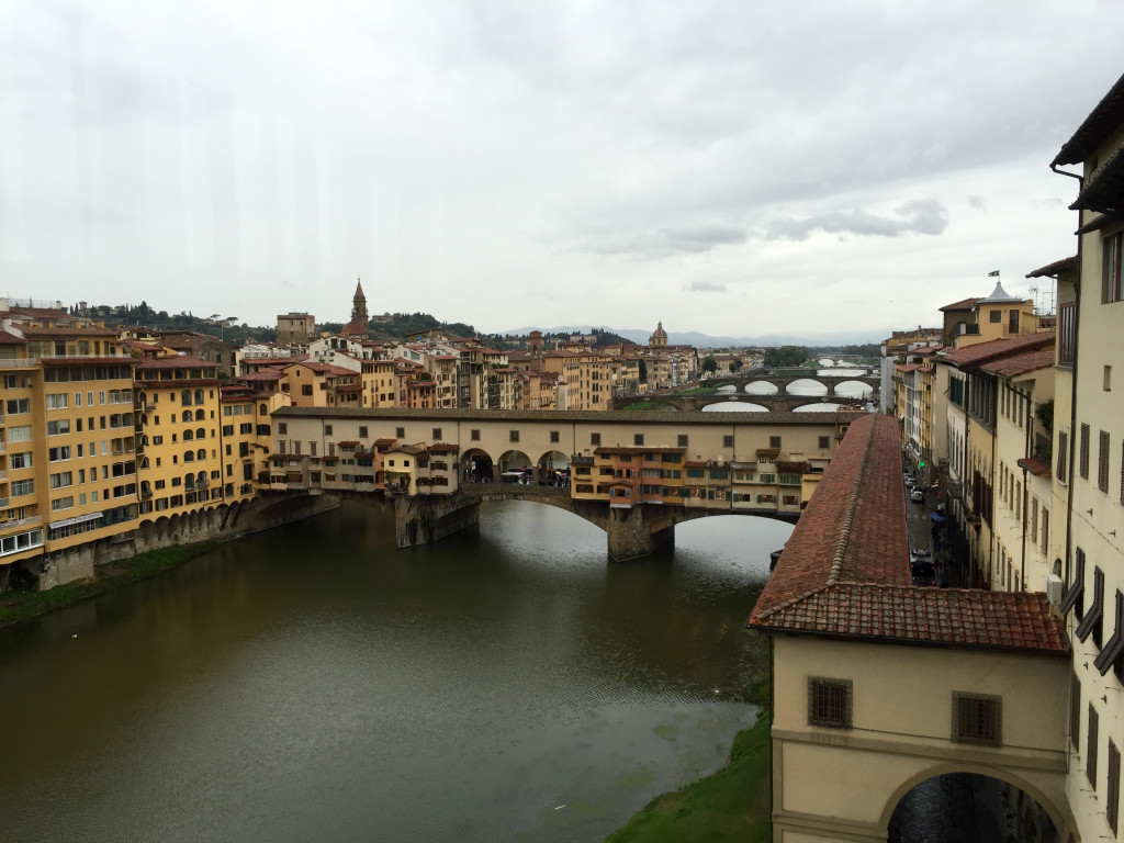 A view of the river and bridge from above.