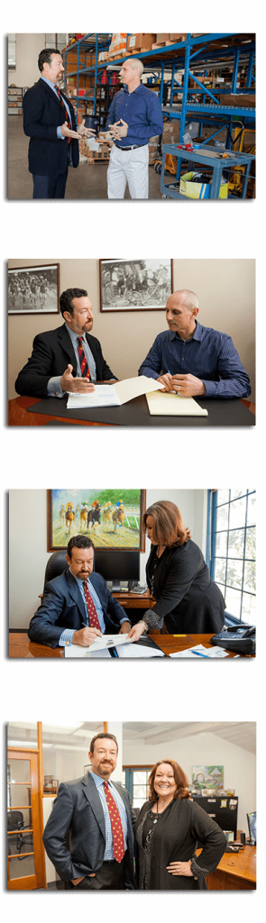 Two pictures of a man and woman in suits.